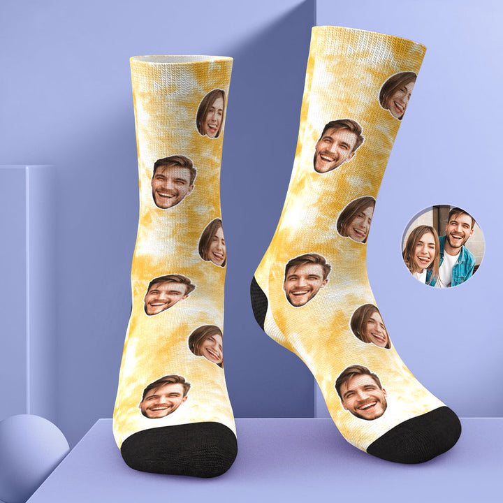 Custom Photo Face Socks Tie Dye Creative Gifts