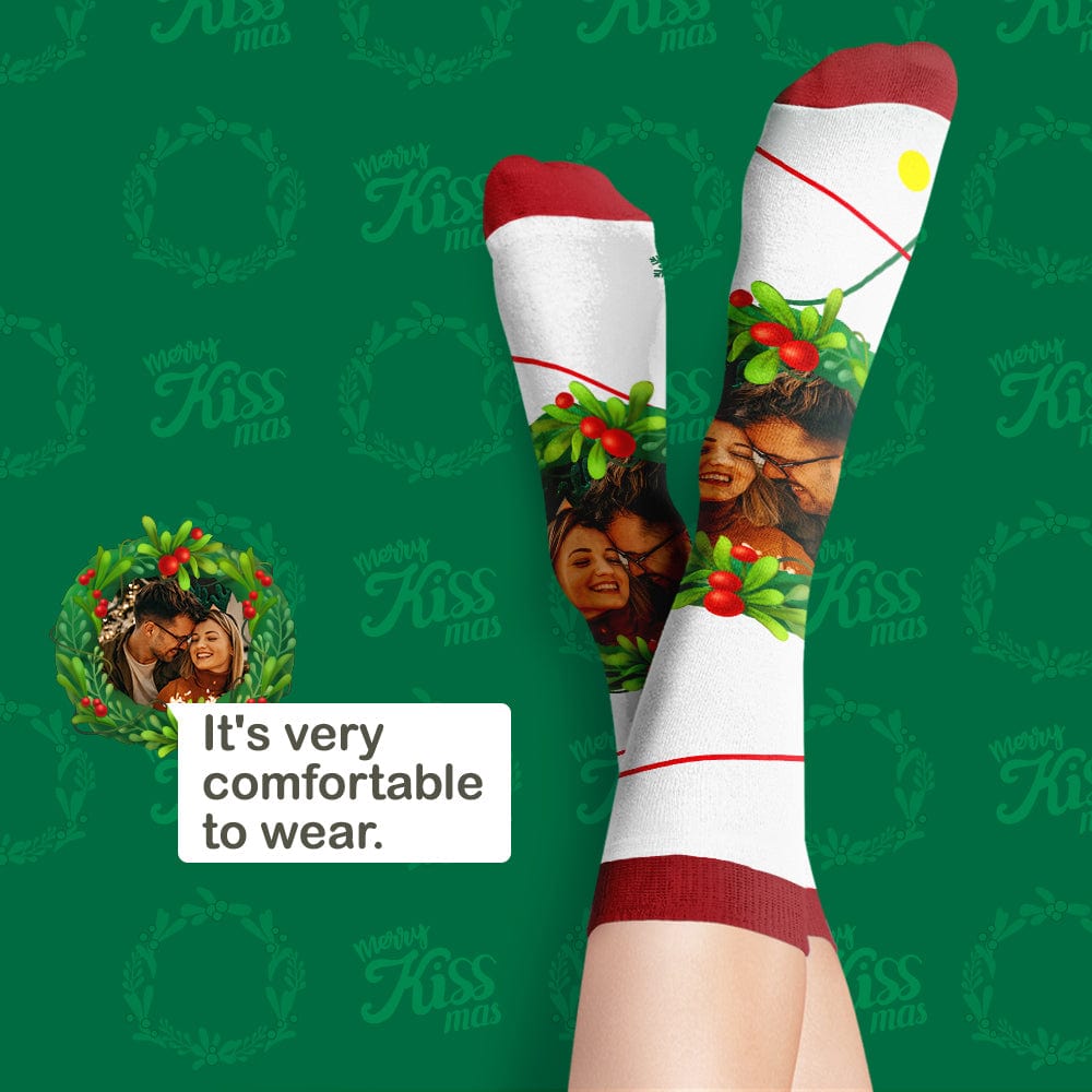 Kissing Under the Mistletoe Socks Photo Socks Gifts for Lover
