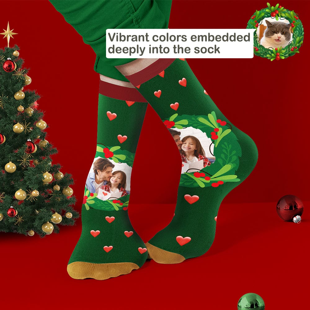 Custom Socks With Mistletoe and Heart Christmas Gifts for Family