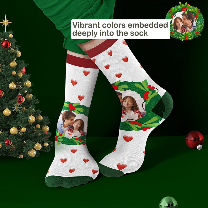 Custom Socks With Mistletoe and Heart Christmas Gifts for Family