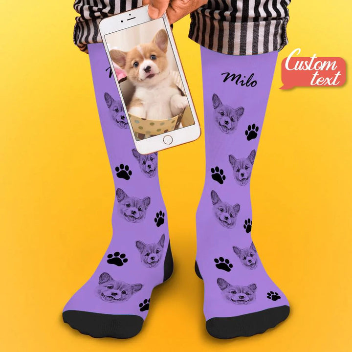 Custom Socks Pet Face Photo Socks Text Name Photoprint Socks For Pet