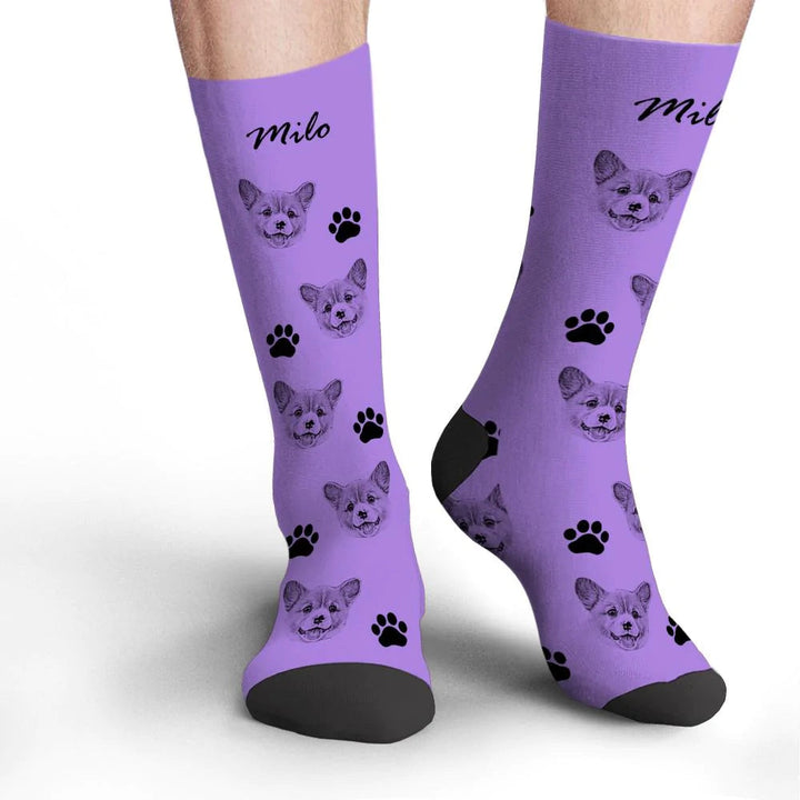 Custom Socks Pet Face Photo Socks Text Name Photoprint Socks For Pet