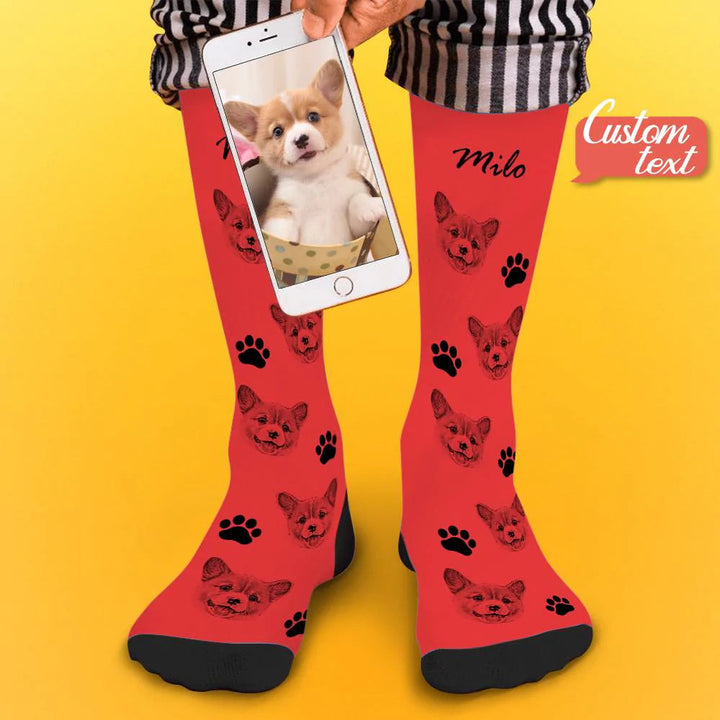 Custom Socks Pet Face Photo Socks Text Name Photoprint Socks For Pet