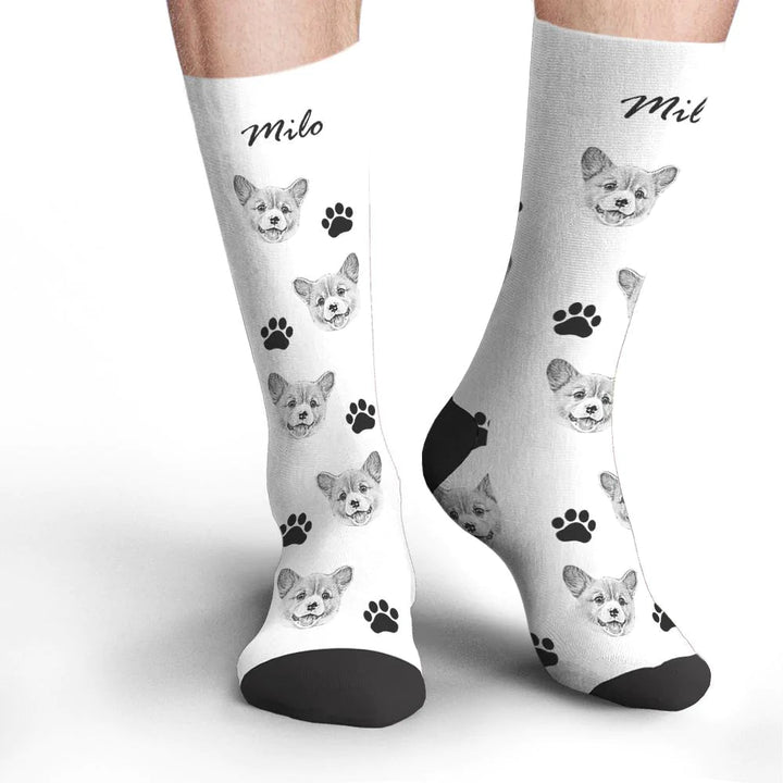 Custom Socks Pet Face Photo Socks Text Name Photoprint Socks For Pet