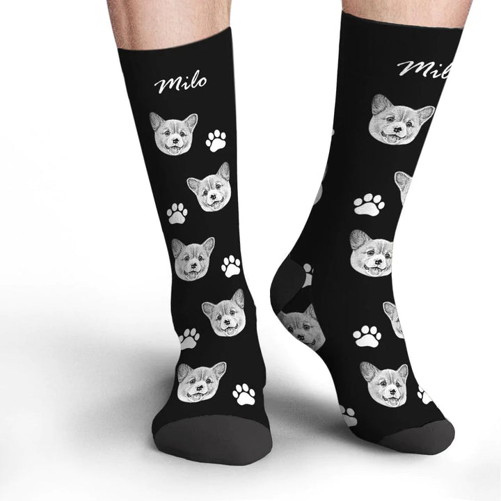 Custom Socks Pet Face Photo Socks Text Name Photoprint Socks For Pet