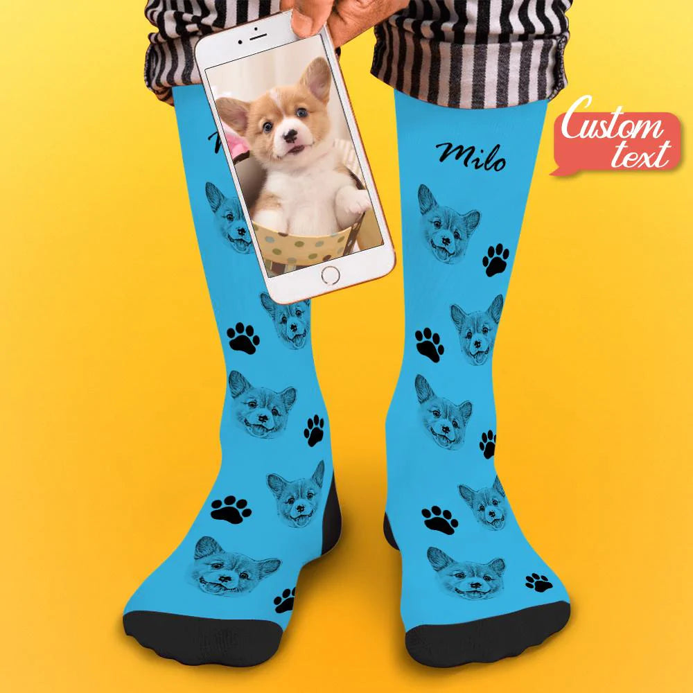 Custom Socks Pet Face Photo Socks Text Name Photoprint Socks For Pet