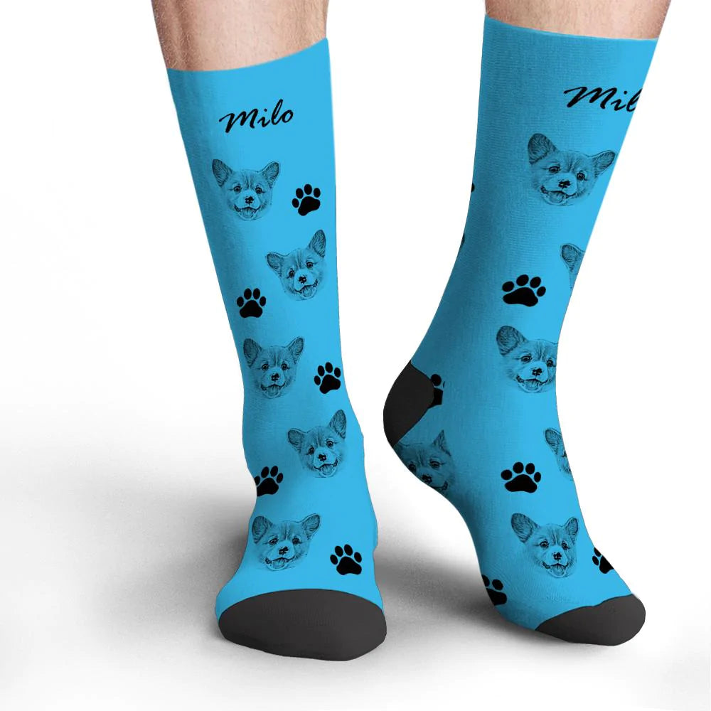 Custom Socks Pet Face Photo Socks Text Name Photoprint Socks For Pet