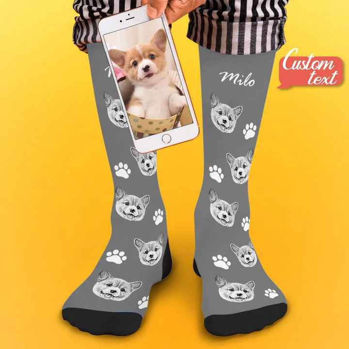 Custom Socks Pet Face Photo Socks Text Name Photoprint Socks For Pet