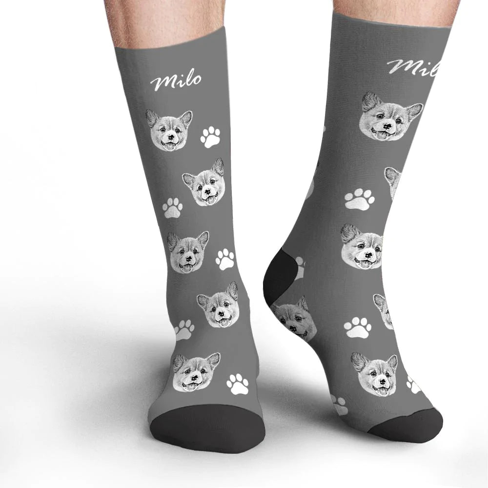 Custom Socks Pet Face Photo Socks Text Name Photoprint Socks For Pet