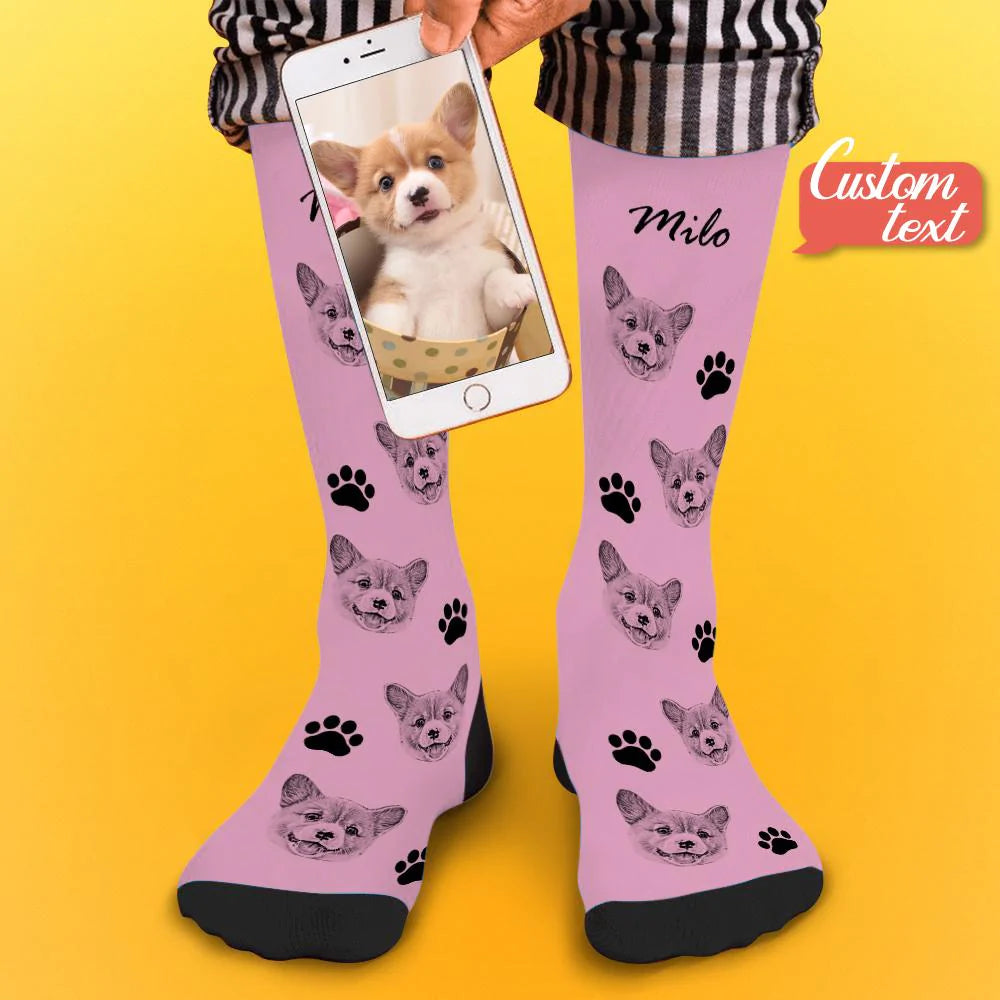 Custom Socks Pet Face Photo Socks Text Name Photoprint Socks For Pet