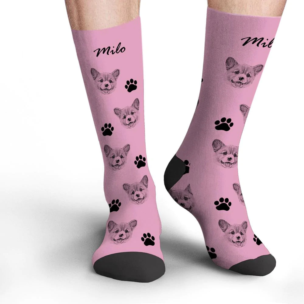 Custom Socks Pet Face Photo Socks Text Name Photoprint Socks For Pet