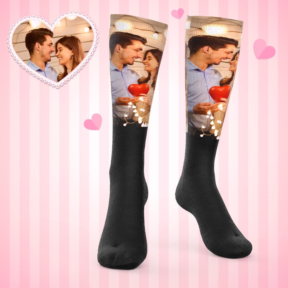 Custom Photo Knee High Socks For Lovers