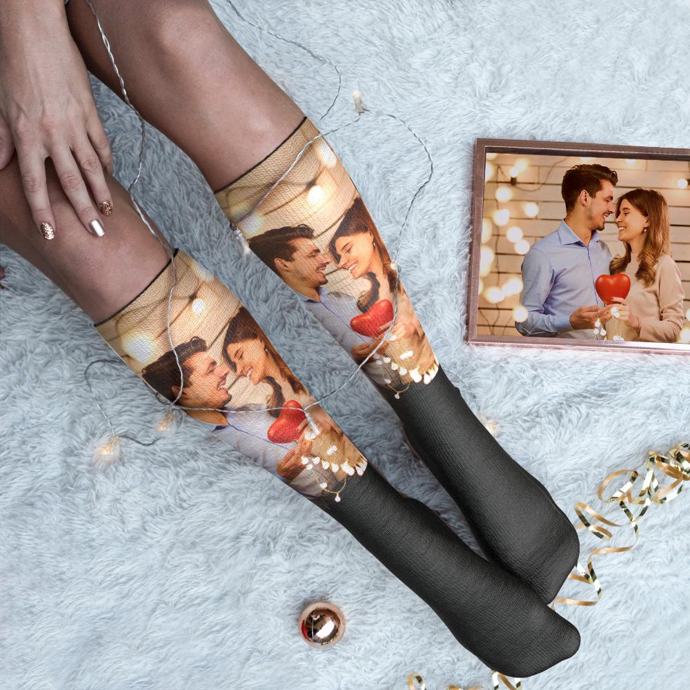 Custom Photo Knee High Socks For Lovers