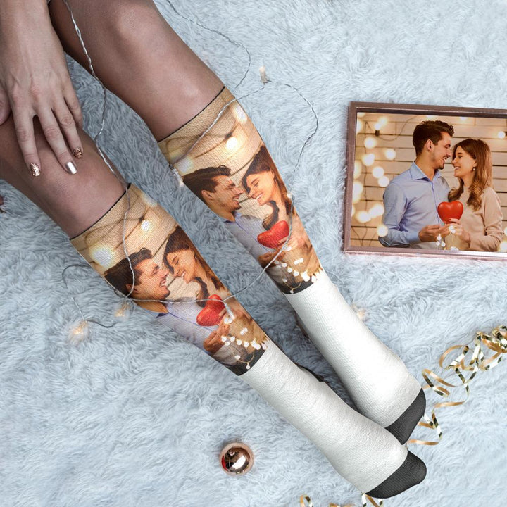 Custom Photo Knee High Socks For Lovers
