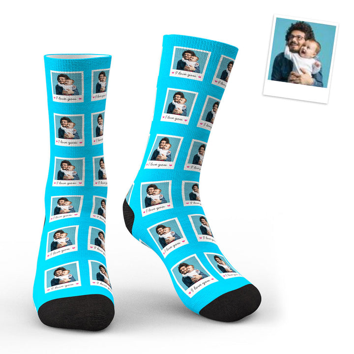 Online Preview Custom I Love You Polaroid Socks