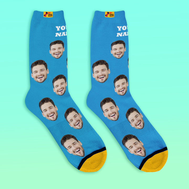 Custom Engraved Socks My Face Socks Add Pictures and Name - Colorful