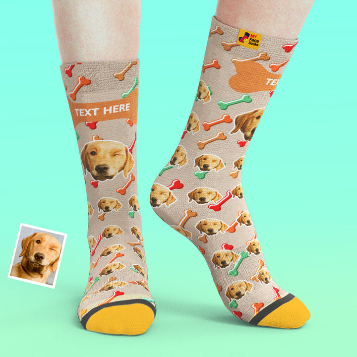 Custom Socks My Face Socks Add Pictures and Name - Dog Face On Socks