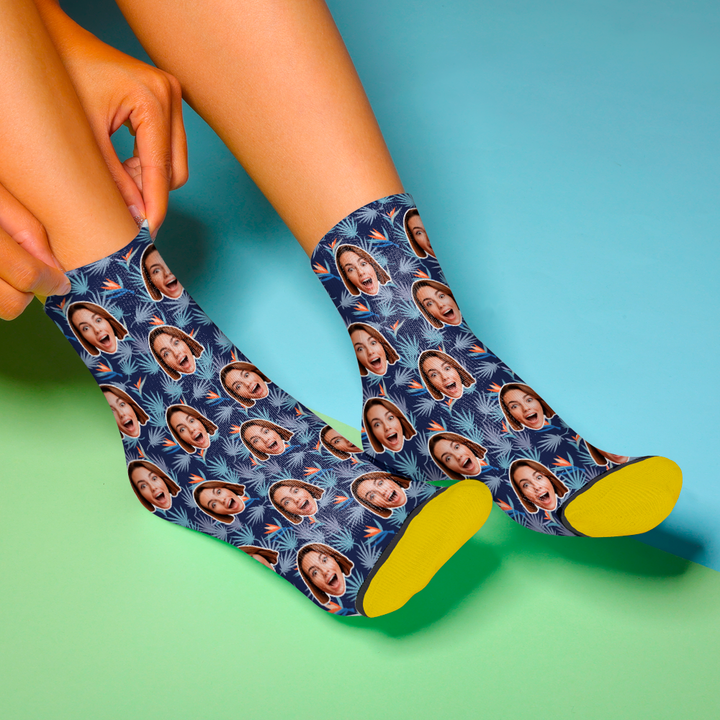 Custom 3D Digital Printed Socks Funny Socks Gift Bird of Paradise