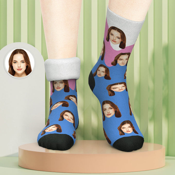Custom Photo Thick Socks Melting Ice Cream Creative Gifts