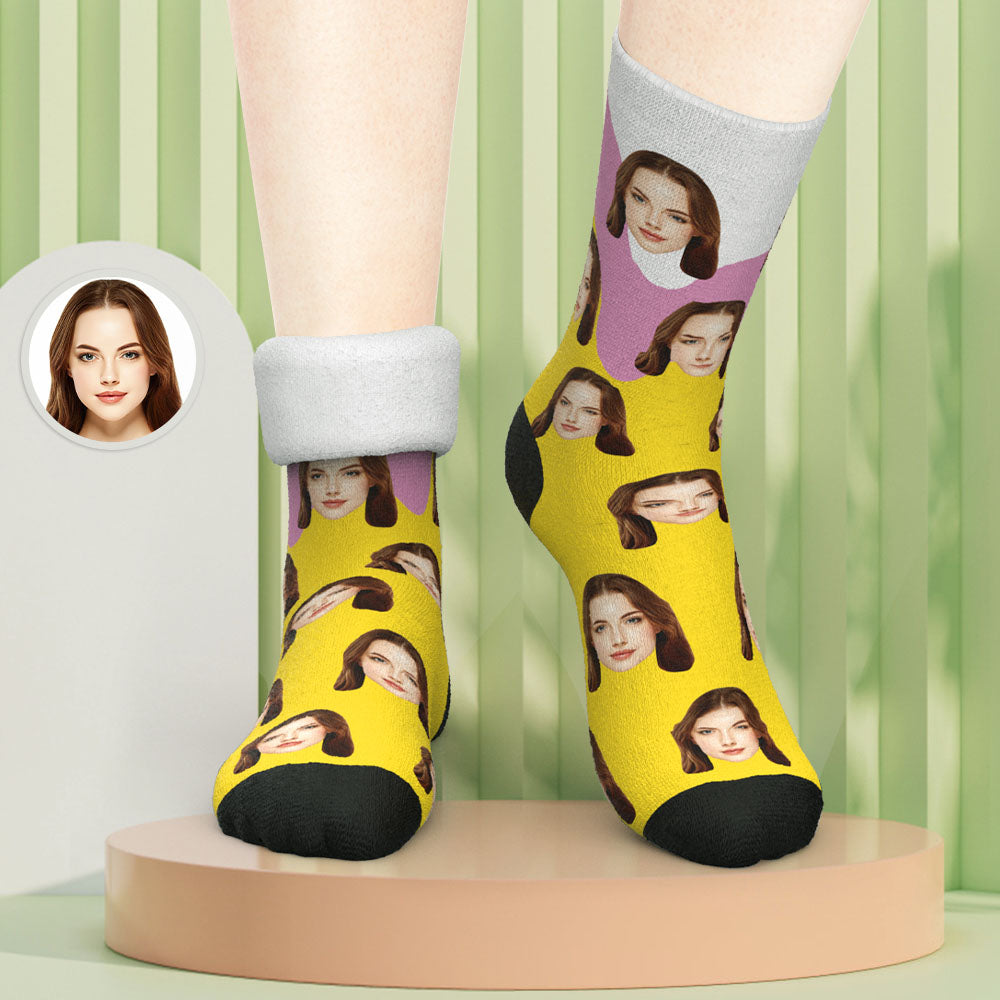 Custom Photo Thick Socks Melting Ice Cream Creative Gifts