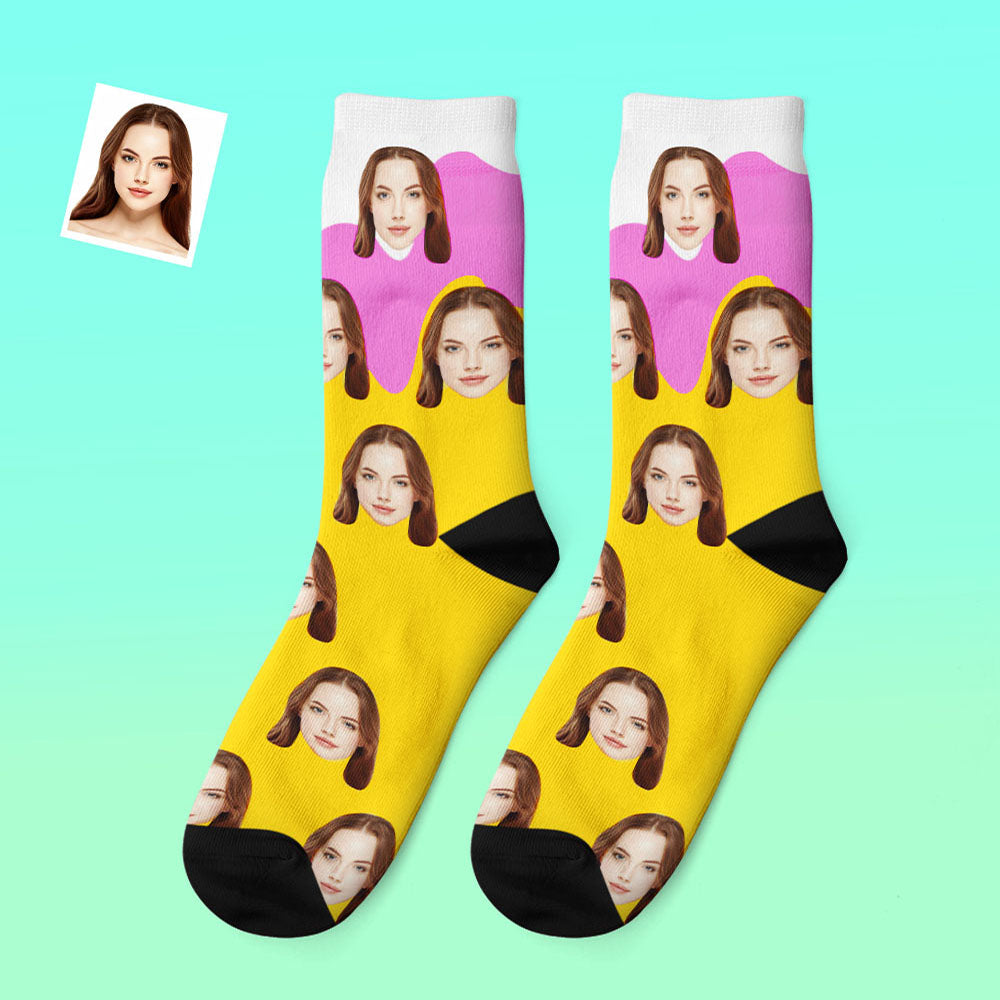 Custom Photo Thick Socks Melting Ice Cream Creative Gifts