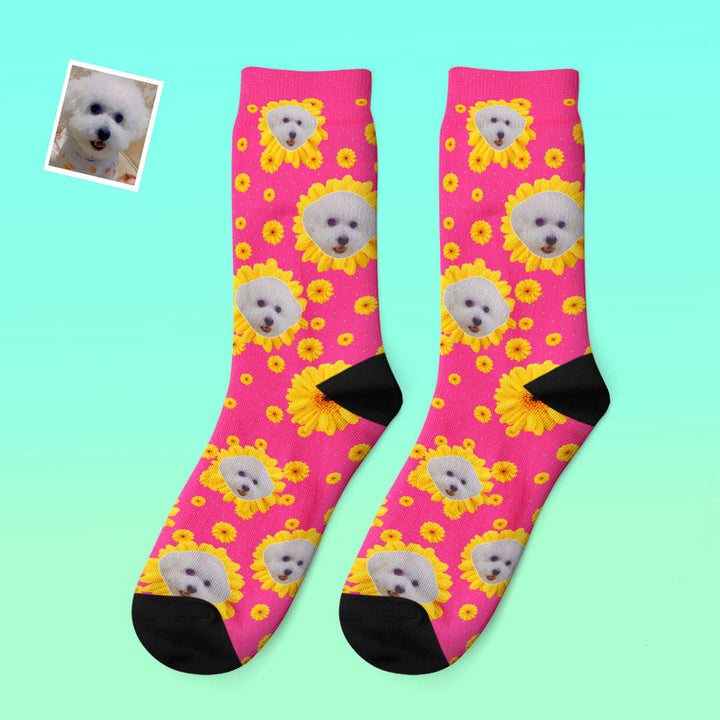 Custom Photo Thick Socks Little Daisy Colorful Pet Gifts