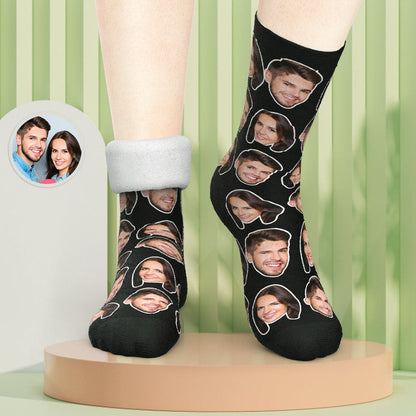 Custom Photo Thick Socks Winter Warm Couple Gifts