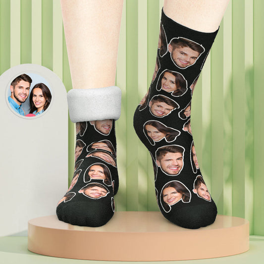 Custom Photo Thick Socks Winter Warm Couple Gifts