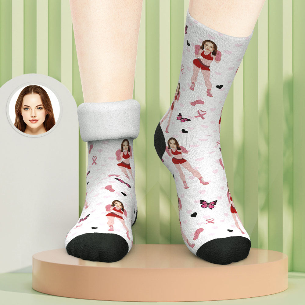 Custom Photo Thick Socks Funny Boxer Winter Gifts