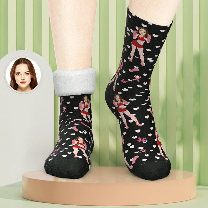 Custom Photo Thick Socks Funny Boxer Winter Gifts