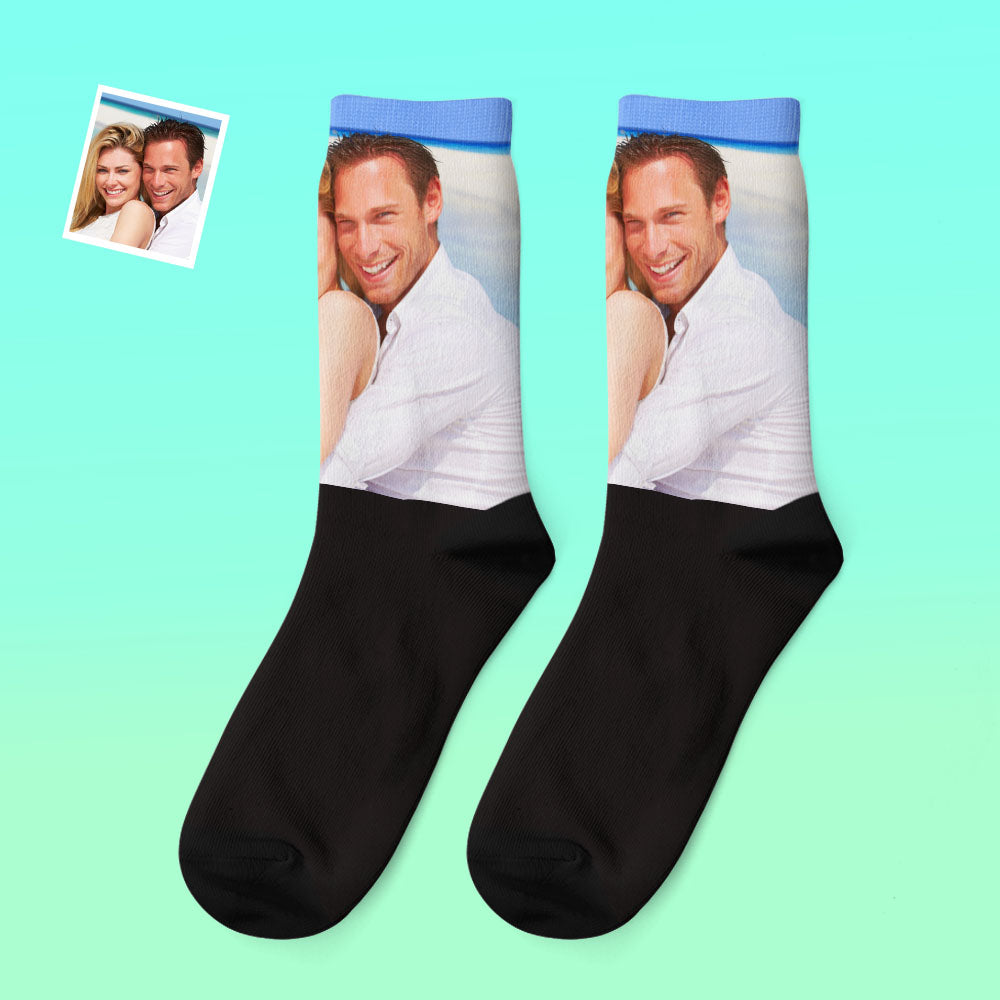 Custom Photo Thick Socks Winter Commemorate Couple Gifts