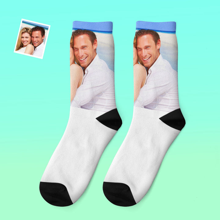 Custom Photo Thick Socks Winter Commemorate Couple Gifts