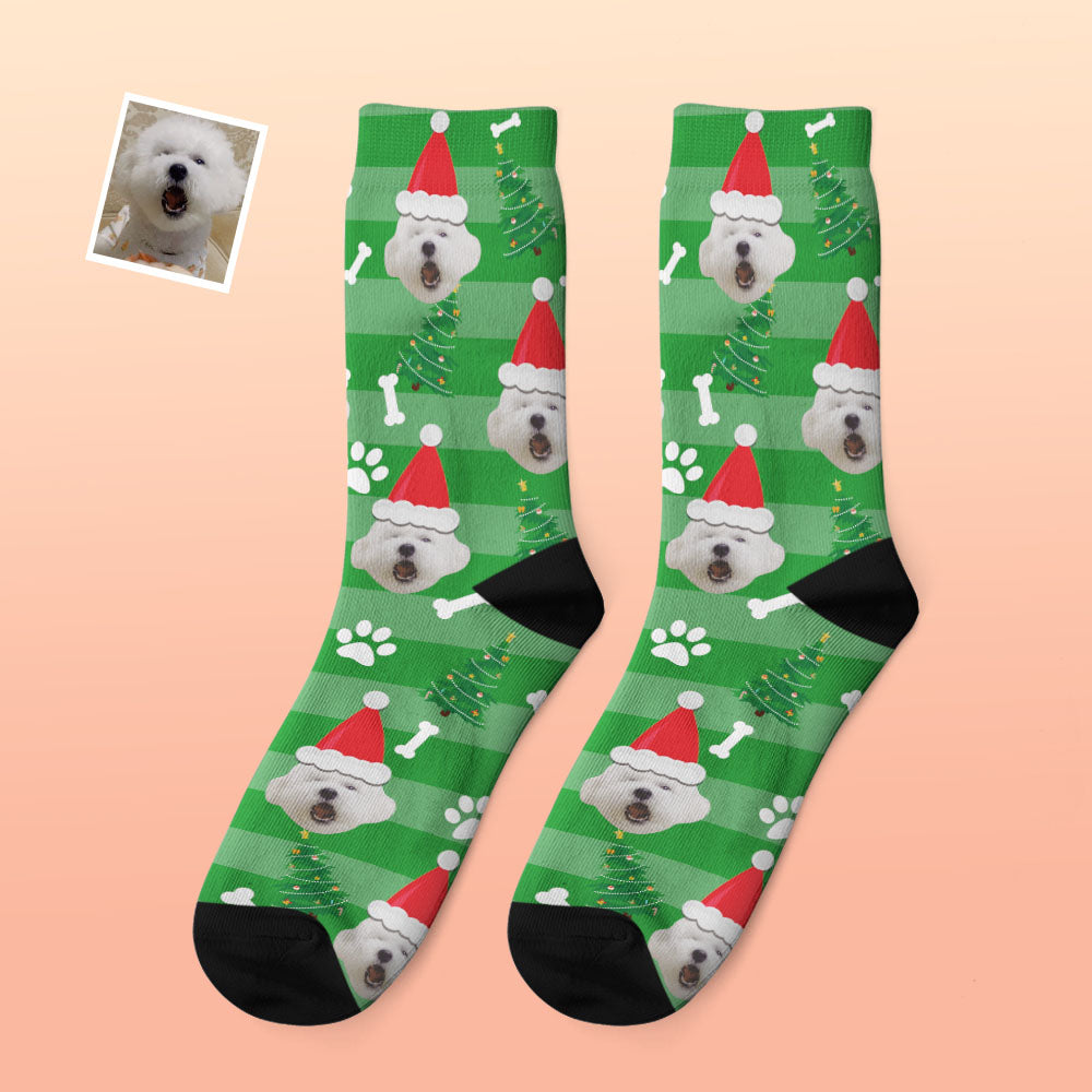 Custom Photo Thick Socks Santa Hat Christmas Pet Gifts