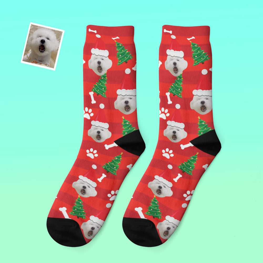 Custom Photo Thick Socks Santa Hat Christmas Pet Gifts