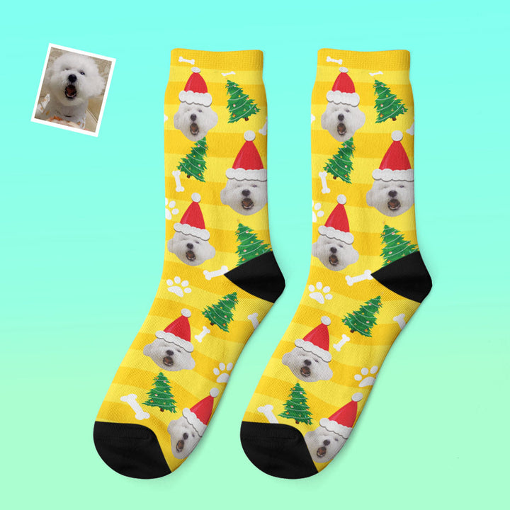 Custom Photo Thick Socks Santa Hat Christmas Pet Gifts