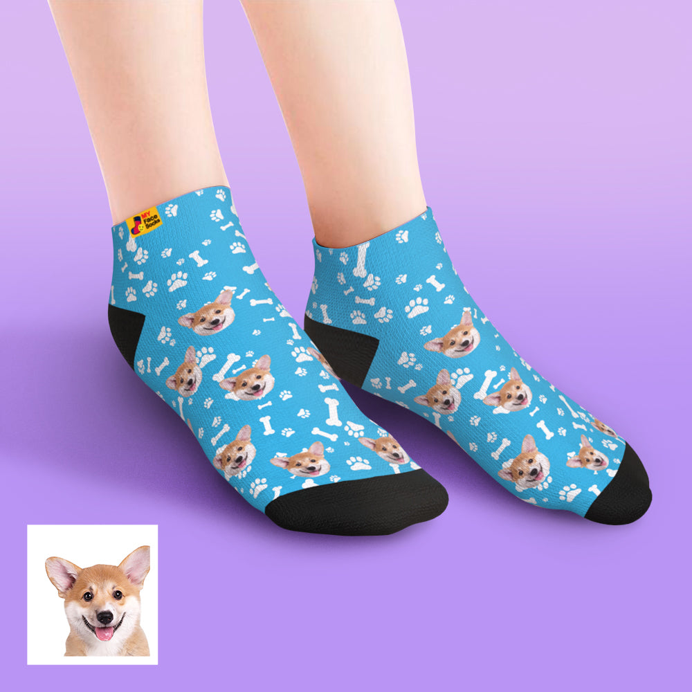 Custom Face Low Cut Ankle Socks with Dog Gift for Pet Lover