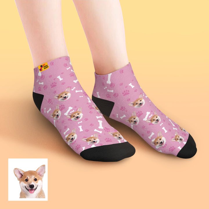Custom Face Low Cut Ankle Socks with Dog Gift for Pet Lover