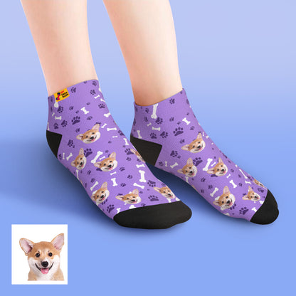 Custom Face Low Cut Ankle Socks with Dog Gift for Pet Lover