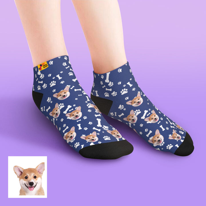 Custom Face Low Cut Ankle Socks with Dog Gift for Pet Lover