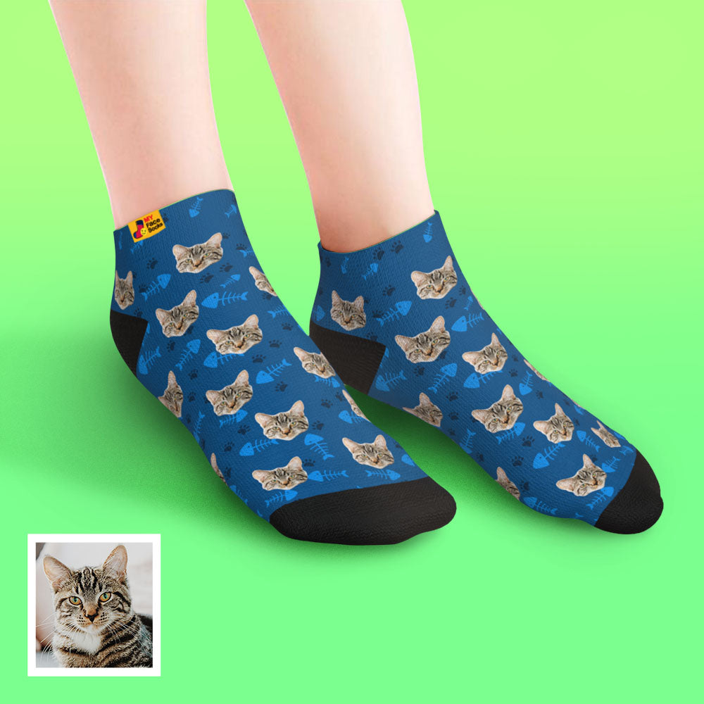 Custom Face Low Cut Ankle Socks with Cat Gift for Pet Lover