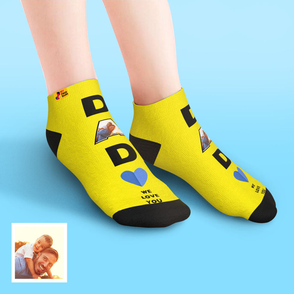 Custom Low Cut Ankle Face Socks Dad We Love You Gifts For Dad