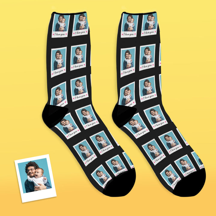 Online Preview Custom I Love You Polaroid Socks