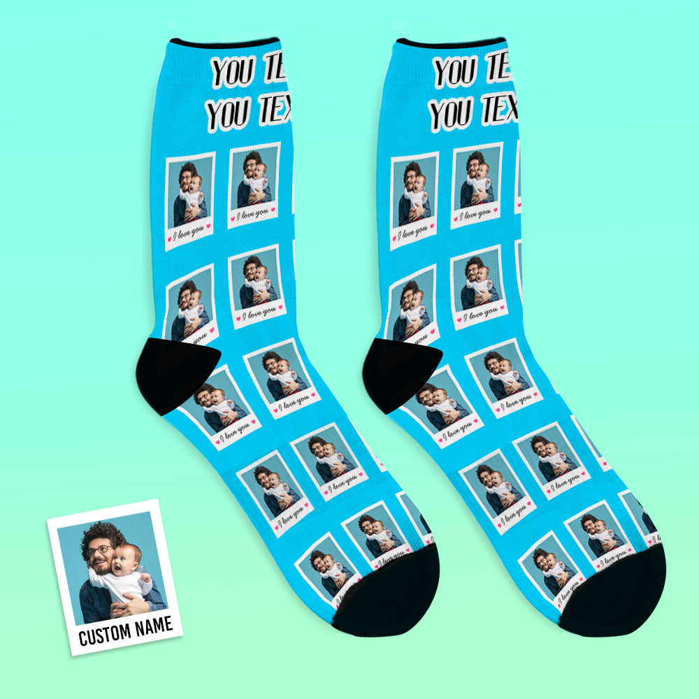 Online Preview Custom I Love You Polaroid Socks