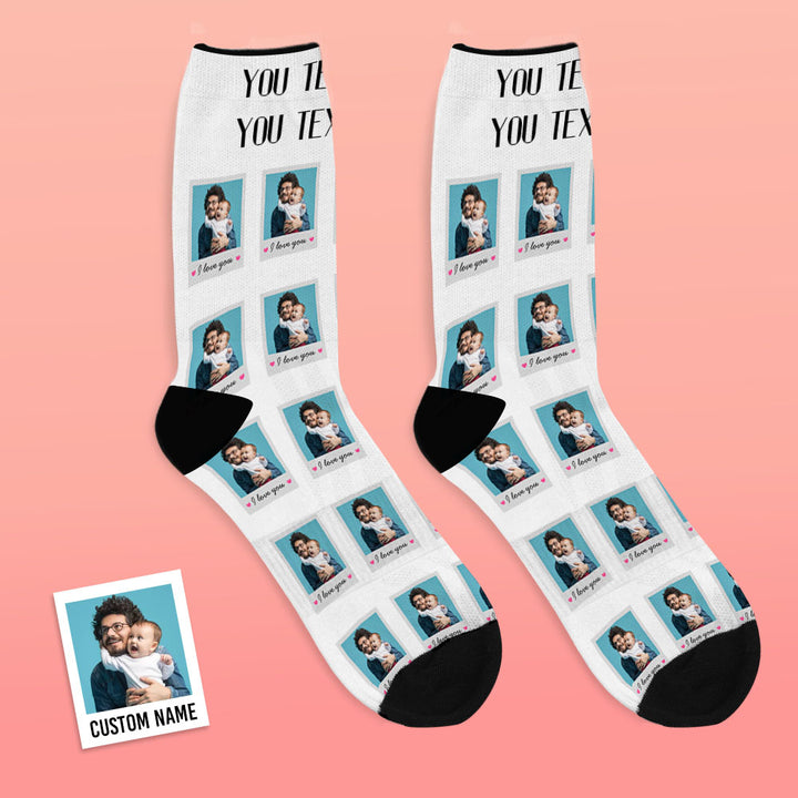 Online Preview Custom I Love You Polaroid Socks