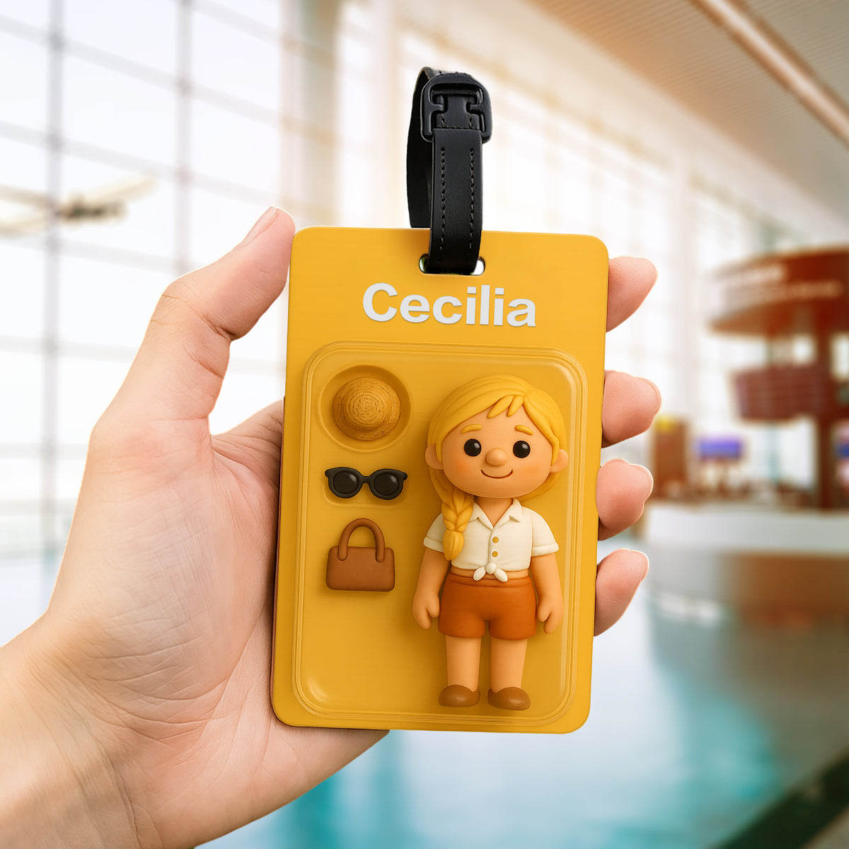 Fully Body Custom 3D Effect Cartoon Character Traveling Luggage Tag with Name and Photo 2D Printing Travel Accessory Birthday Gift