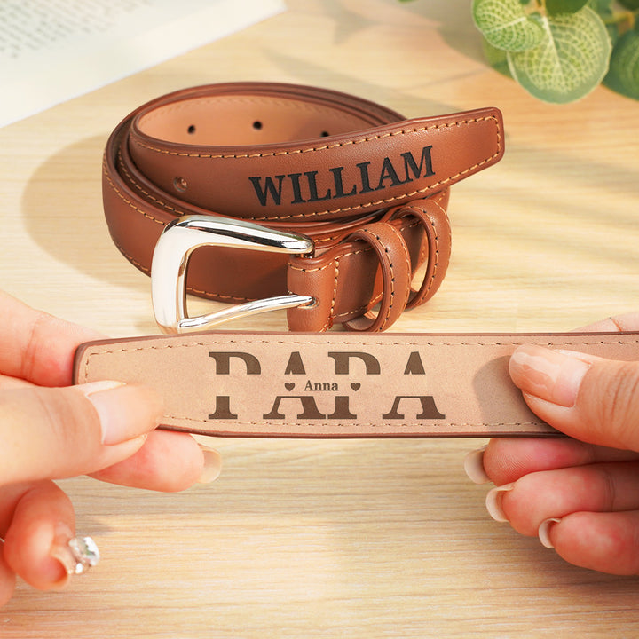 Personalized PU Leather Belt with Engraved Name Men's Belt Father's Day Birthday Gift for Father