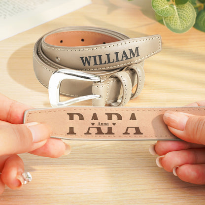 Personalized PU Leather Belt with Engraved Name Men's Belt Father's Day Birthday Gift for Father