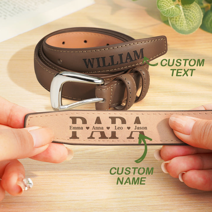 Personalized PU Leather Belt with Engraved Name Men's Belt Father's Day Birthday Gift for Father