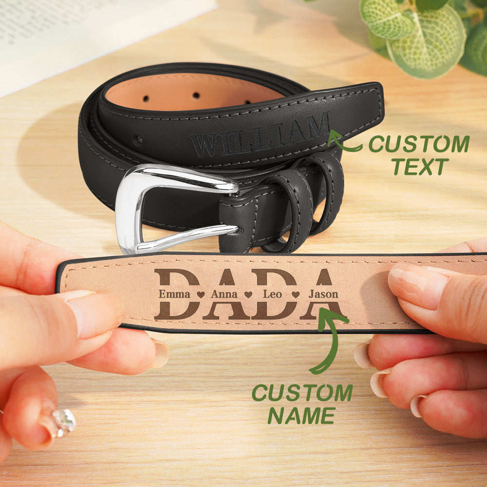 Personalized Men's PU Leather Belt with Engraved Name Belt Birthday Gift for Dad