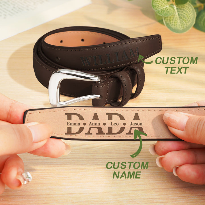 Personalized Men's PU Leather Belt with Engraved Name Belt Birthday Gift for Dad